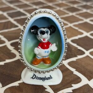 60s Vintage Disney Mickey Mouse Diorama Egg Figurine Bone China Japan Disneyland